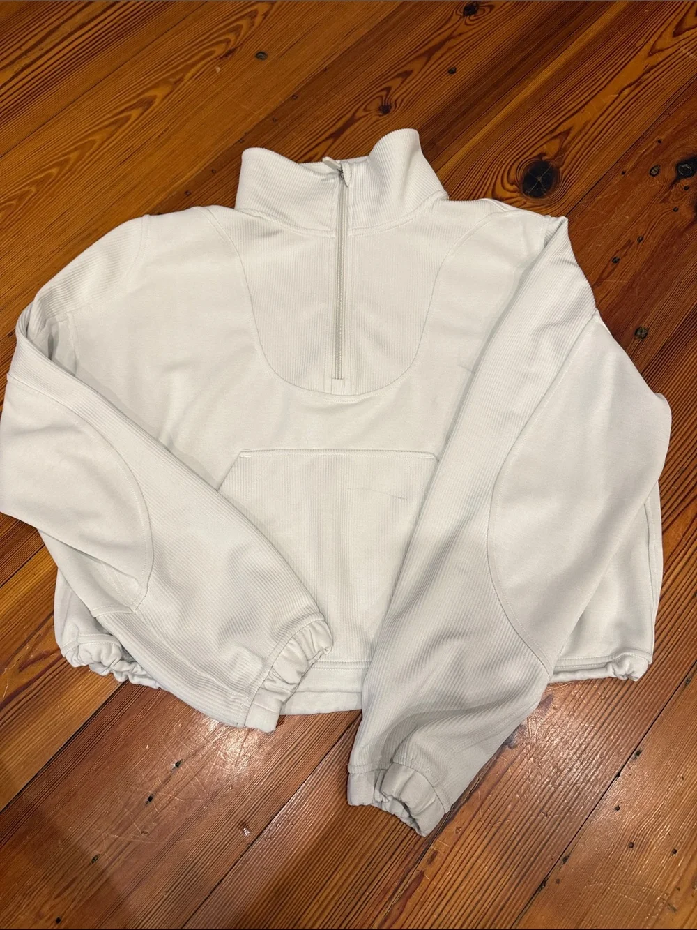 Women's White Half-Zip Funnel Neck Pullover